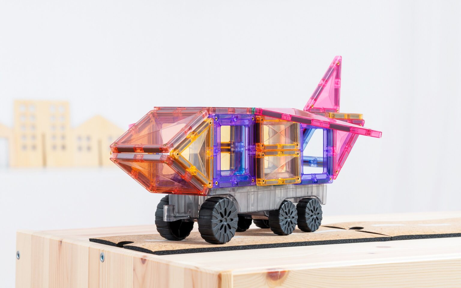 Set constructie magnetic, 50 piese – Pastel Transport Pack – Connetix