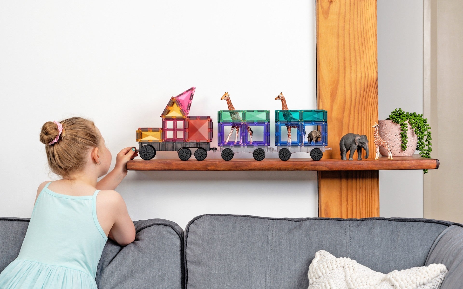 Set constructie magnetic, 50 piese – Pastel Transport Pack – Connetix