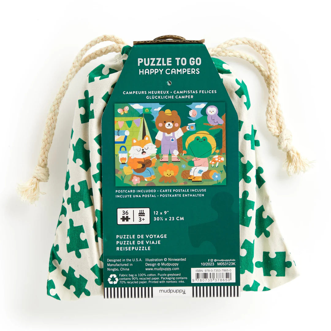 Puzzle On-the-Go, 36 piese - Happy Campers - Mudpuppy