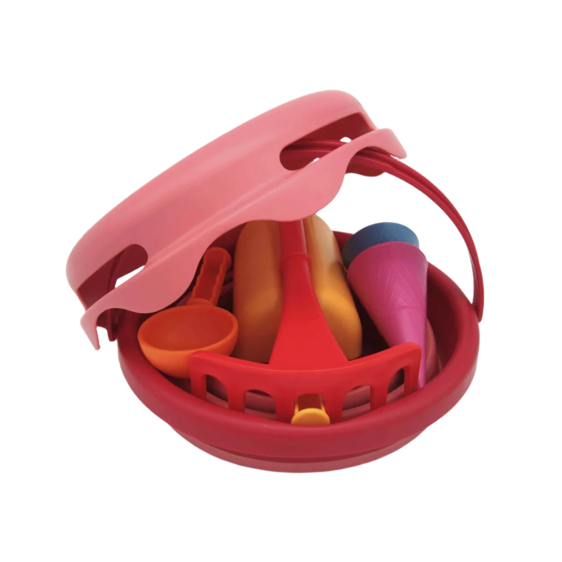 Set pliabil cu jucarii de plaja, 7 piese - Red - compacToys