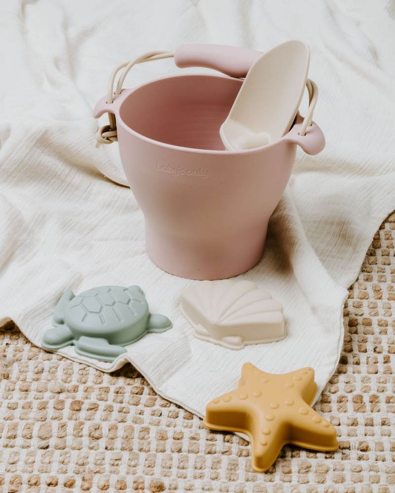 Jucarii de plaja din silicon, 5 piese - Old Pink - Baby&