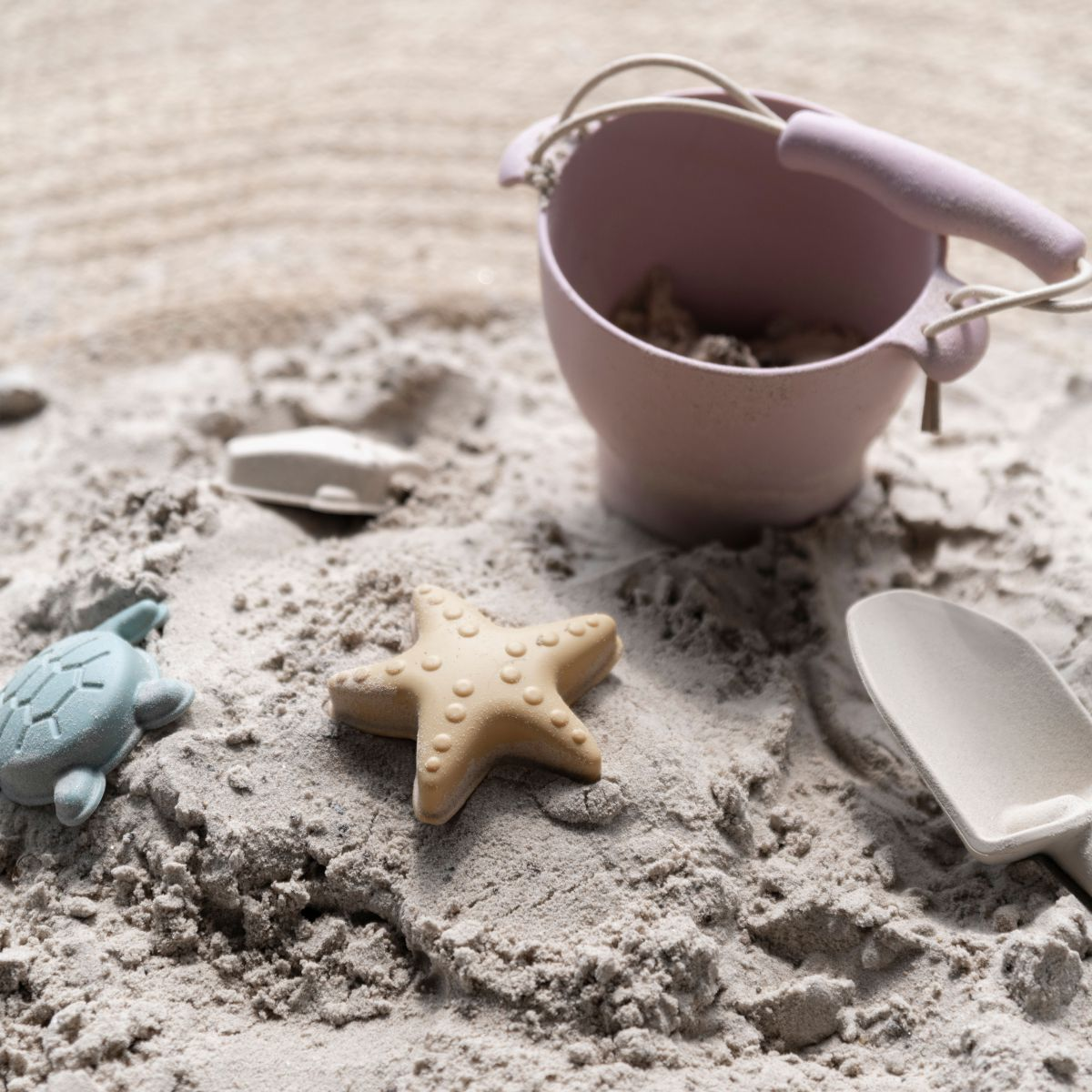 Jucarii de plaja din silicon, 5 piese - Old Pink - Baby&