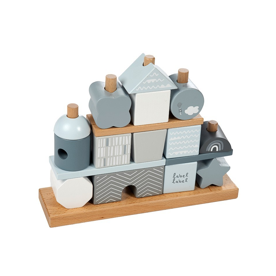 Blocuri pentru construit si stivuit - Casuta Blue - Label Label
