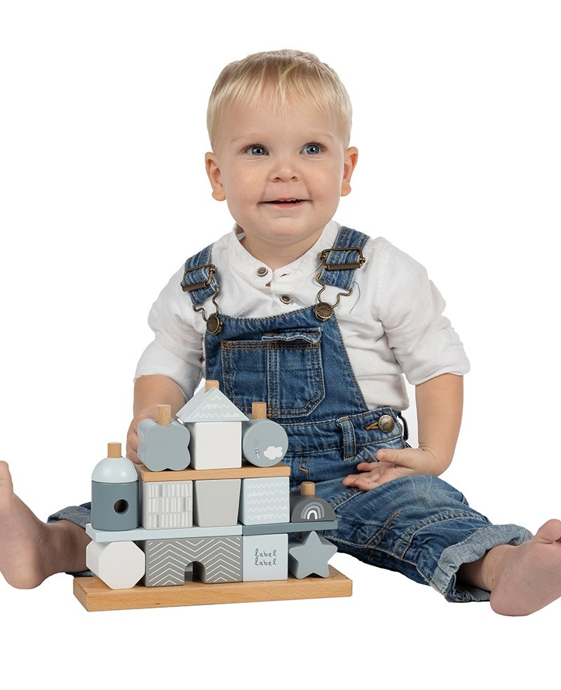 Blocuri pentru construit si stivuit - Casuta Blue - Label Label