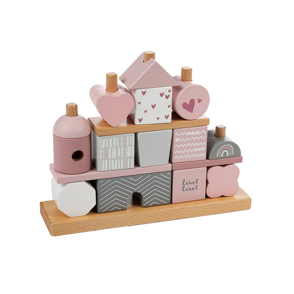 Blocuri pentru construit si stivuit - Casuta Rose - Label Label