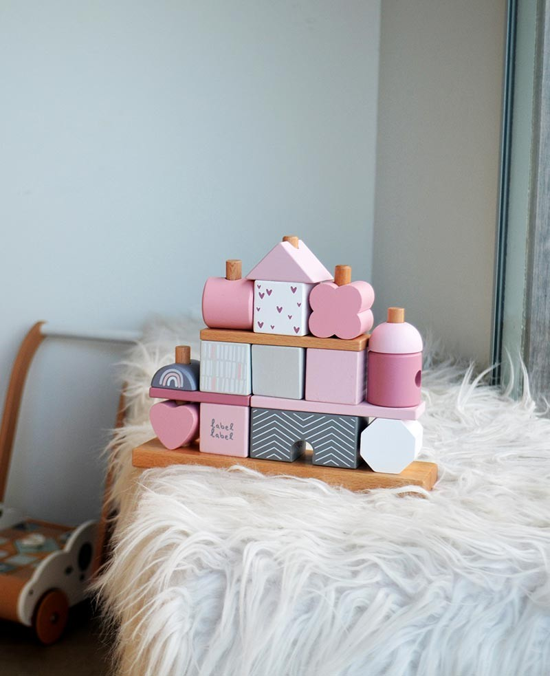 Blocuri pentru construit si stivuit - Casuta Rose - Label Label