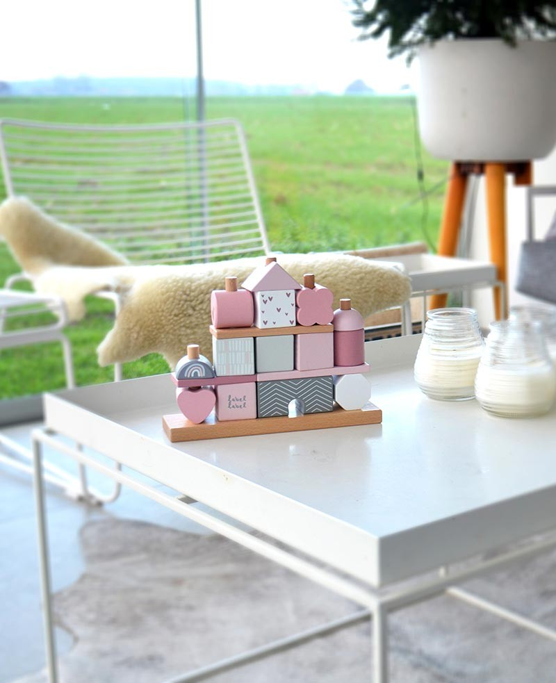 Blocuri pentru construit si stivuit - Casuta Rose - Label Label