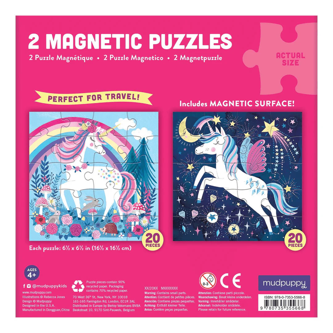 Puzzle magnetic, 2 in 1 - Magical Unicorn - Mudpuppy