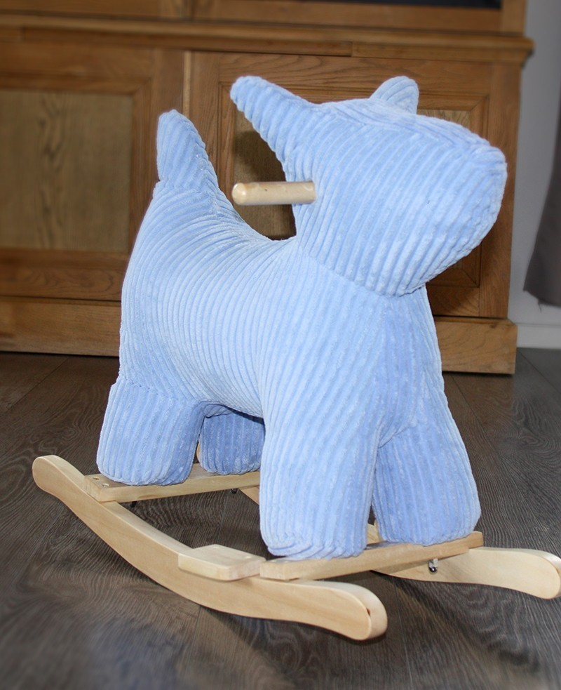 Balansoar din lemn, Rocking Dog - Blue - Label Label