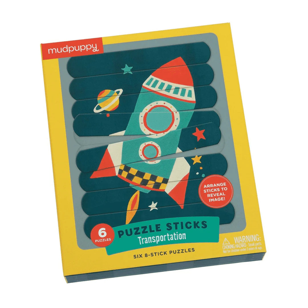 Set puzzle cu betisoare, 6 in 1 - Transportation - Mudpuppy