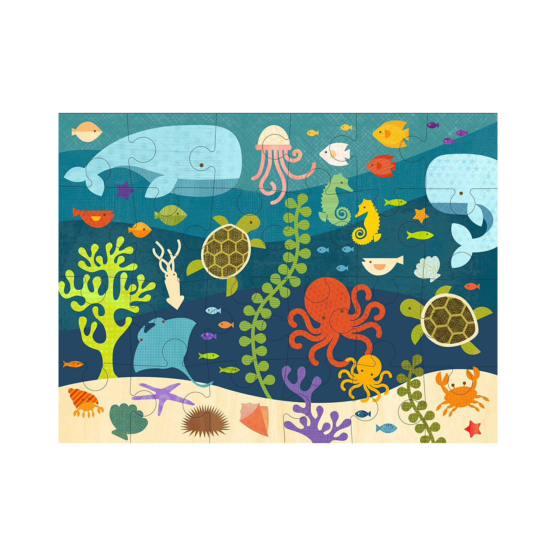 Puzzle de podea, 24 piese - Ocean - Petit Collage