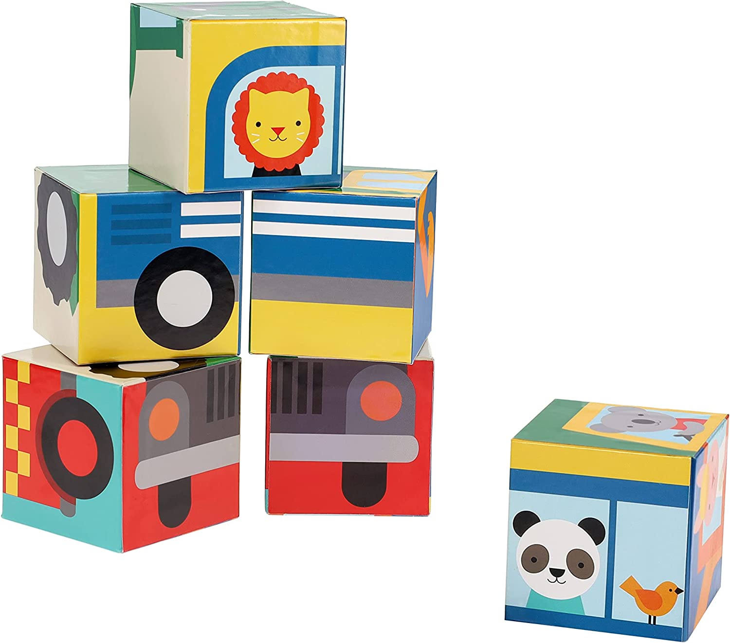 Puzzle cuburi, 6 piese - Vehicule - Petit Collage