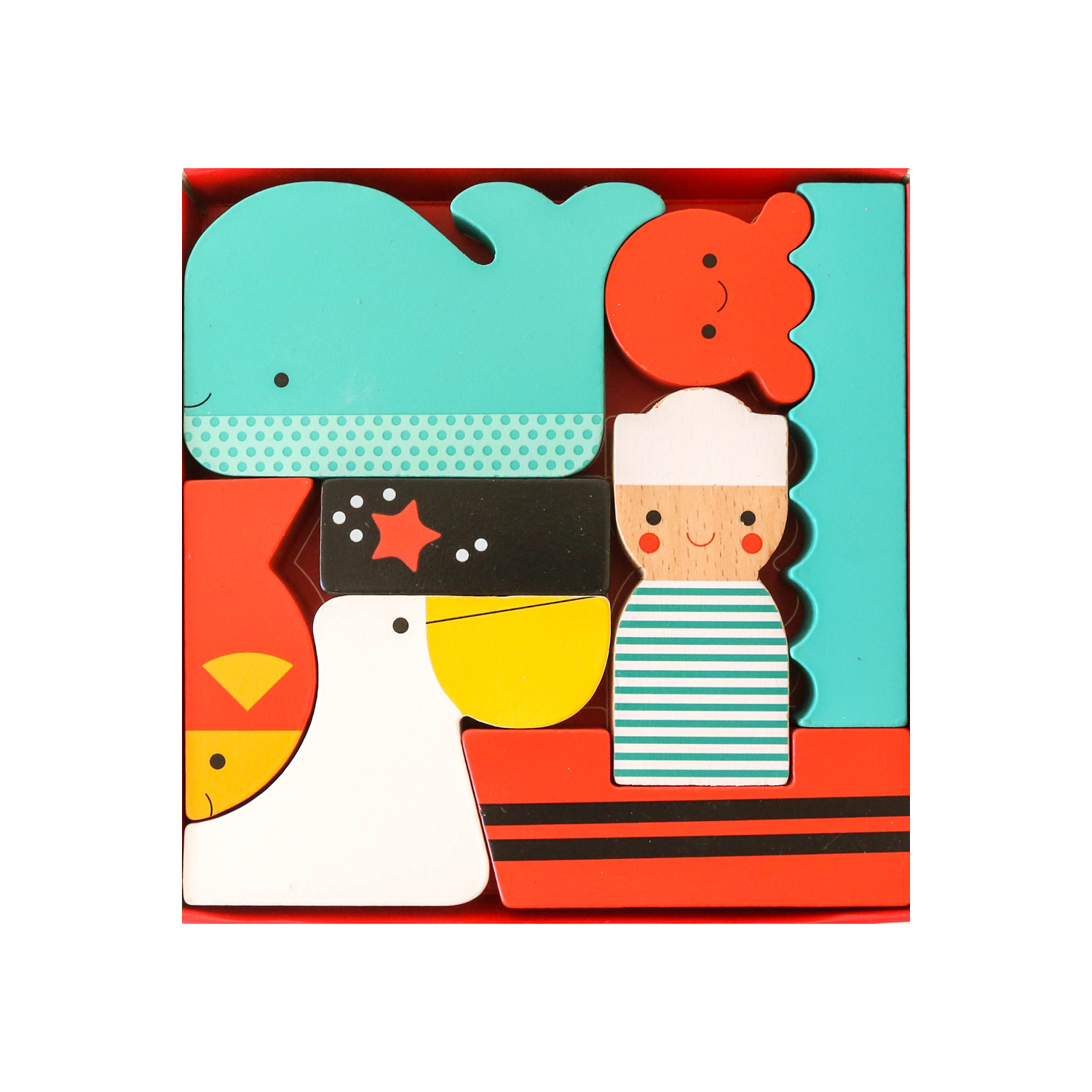 Mini puzzle din lemn + set de joaca - At Sea - Petit Collage