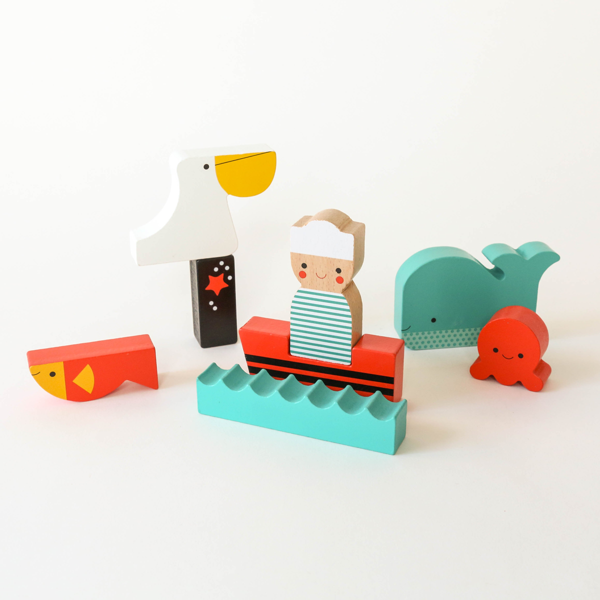 Mini puzzle din lemn + set de joaca - At Sea - Petit Collage