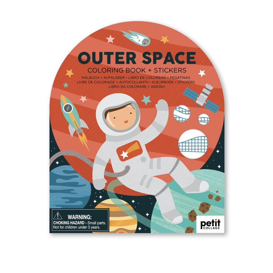 Carte de colorat + stickere - Outer Space - Petit Collage
