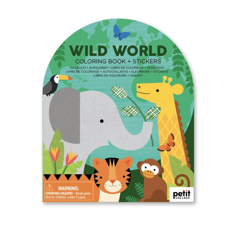 Carte de colorat + stickere - Wild World - Petit Collage