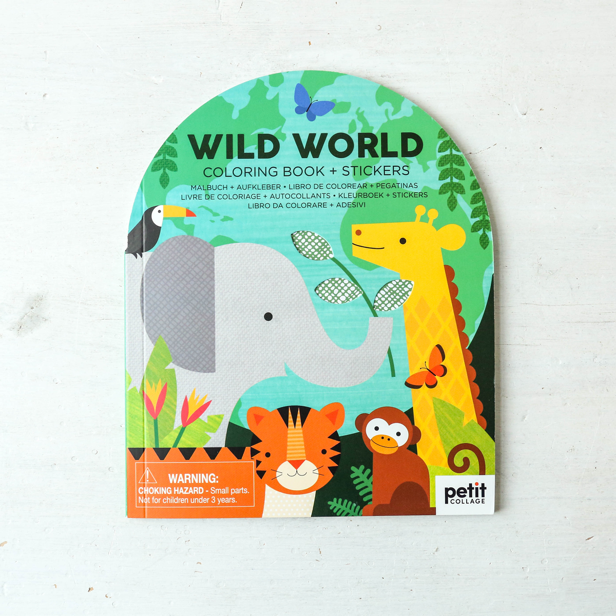 Carte de colorat + stickere - Wild World - Petit Collage