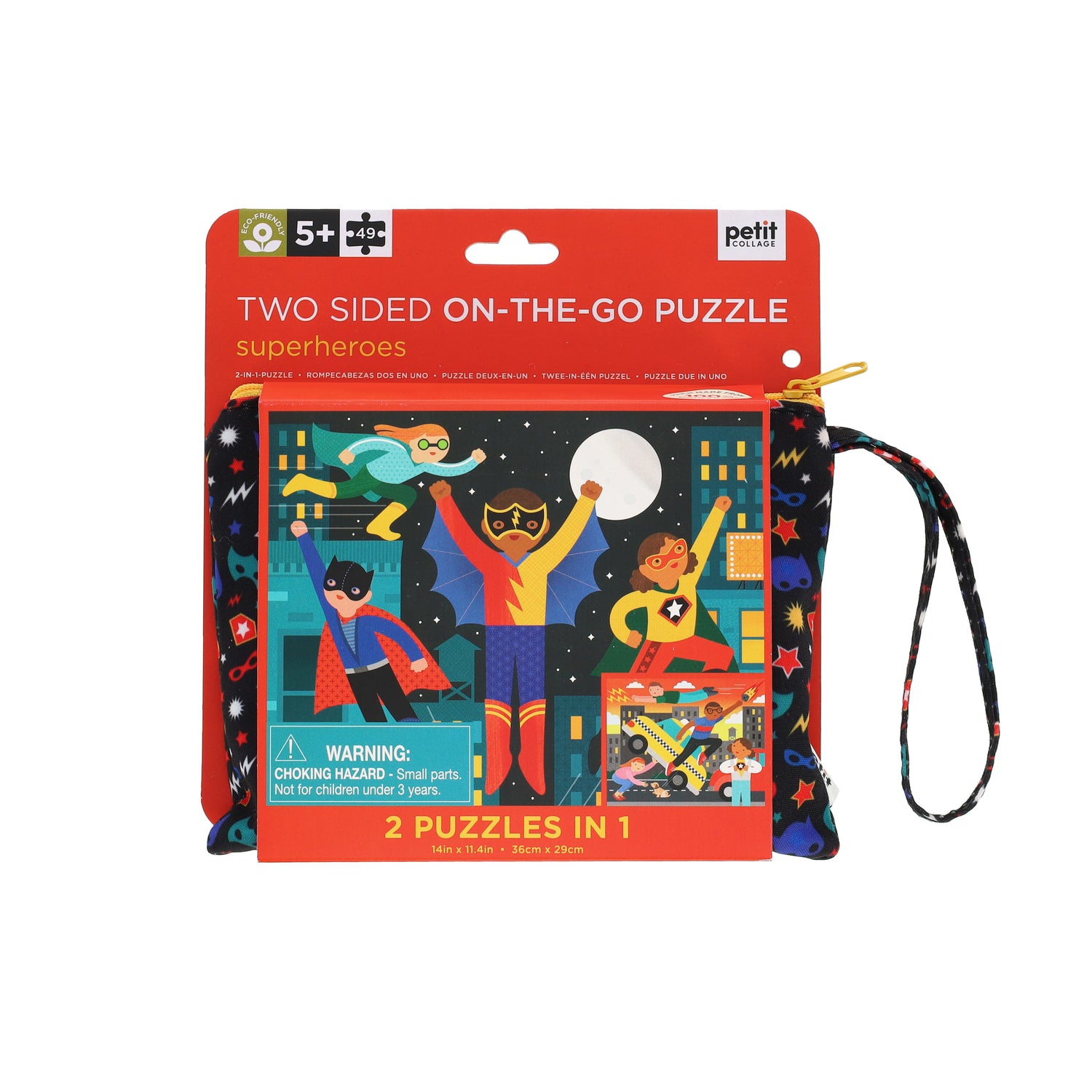 Puzzle fata - verso, On-the-Go, 49 piese - Supereroi - Petit Collage