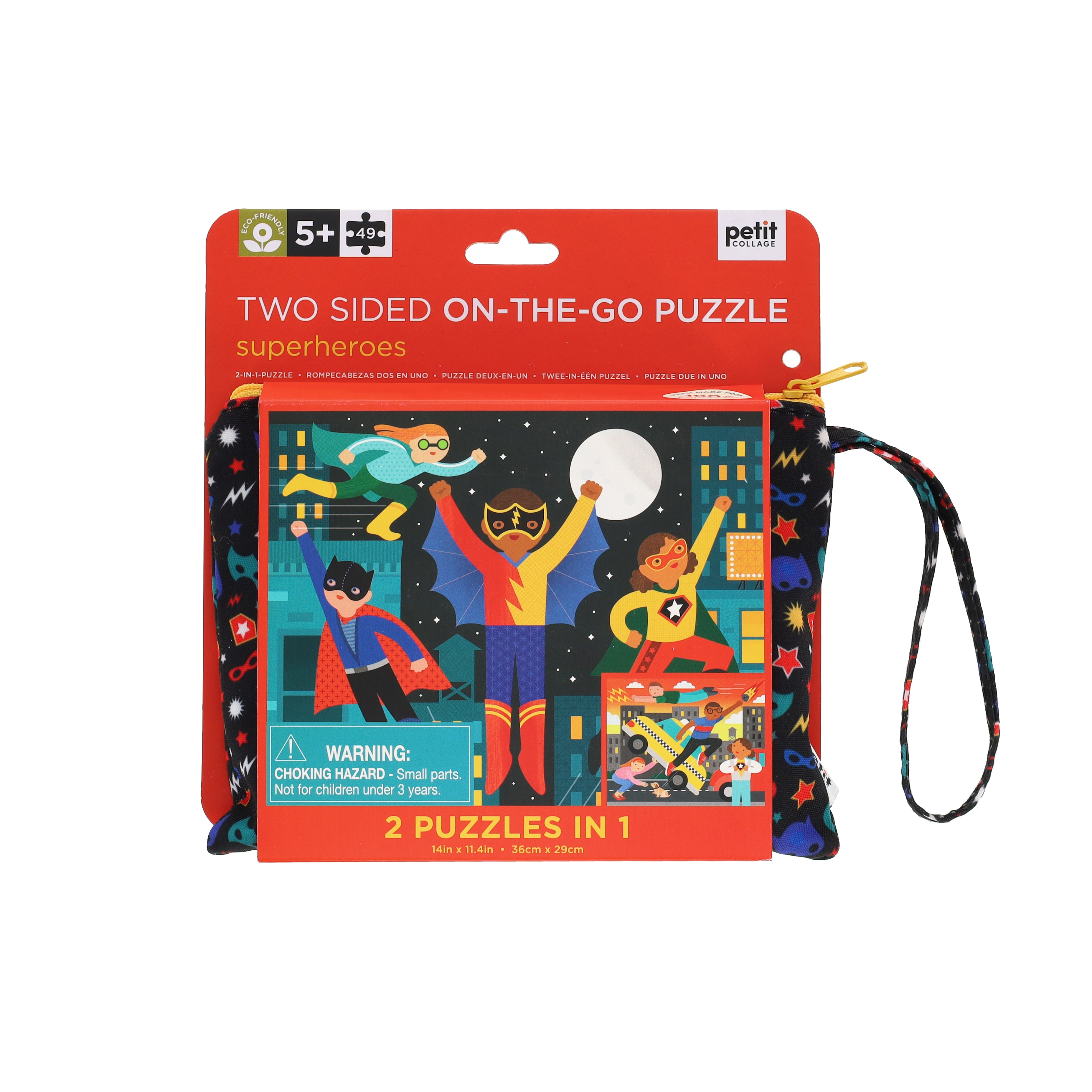 Puzzle fata - verso, On-the-Go, 49 piese - Supereroi - Petit Collage