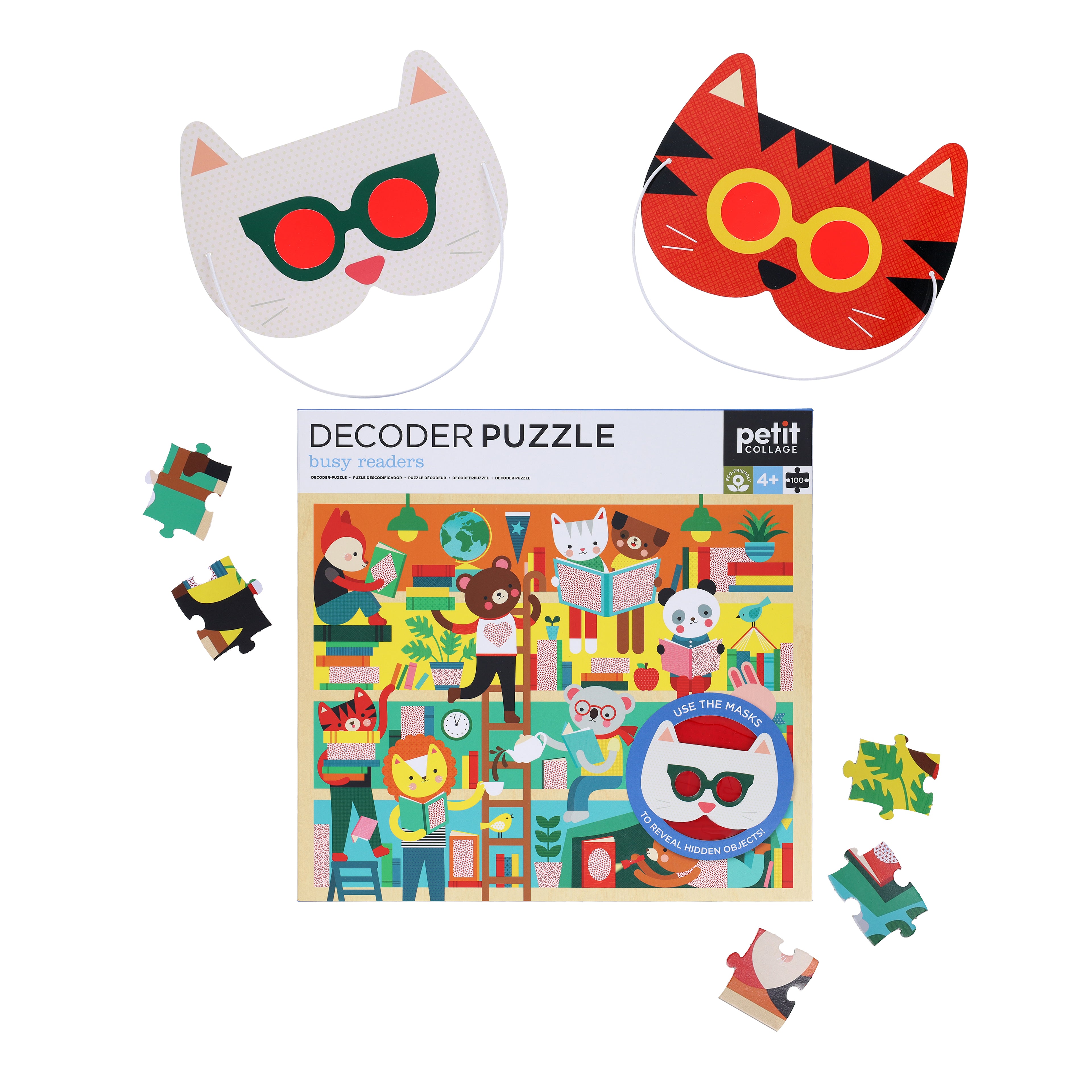 Puzzle pentru decodat, 100 piese - Busy Readers - Petit Collage