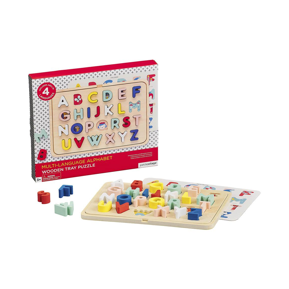 Puzzle din lemn, 4 in 1 - Alfabet - Petit Collage