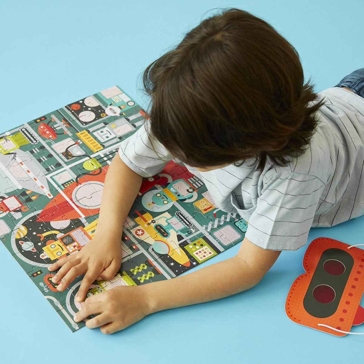 Puzzle pentru decodat, 100 piese - Robot Factory - Petit Collage