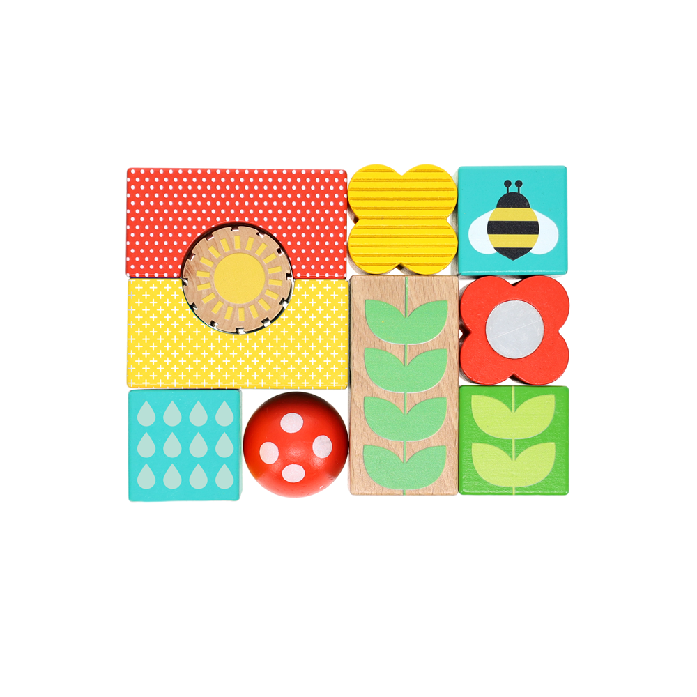 Blocuri din lemn - Busy Garden - Petit Collage