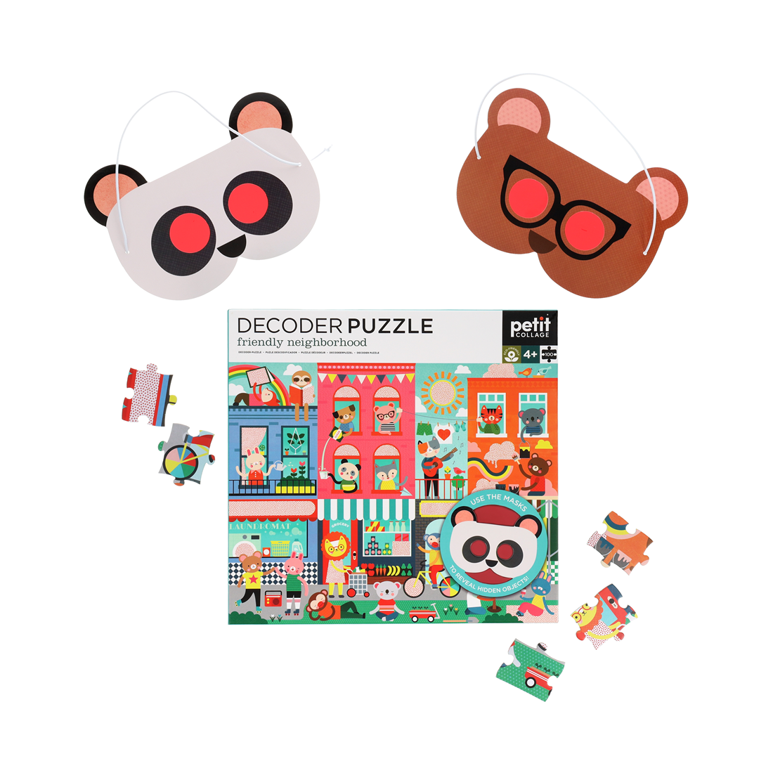 Puzzle pentru decodat, 100 piese - Friendly Neighborhood - Petit Collage