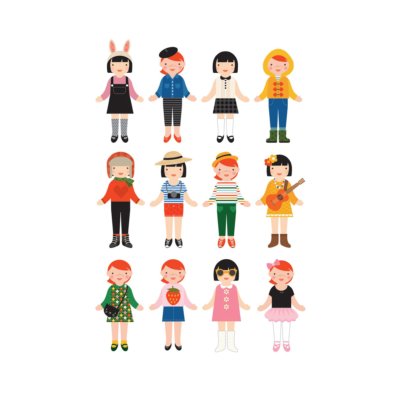 Joc magnetic Dress Up cu papusi - Best Friends - Petit Collage