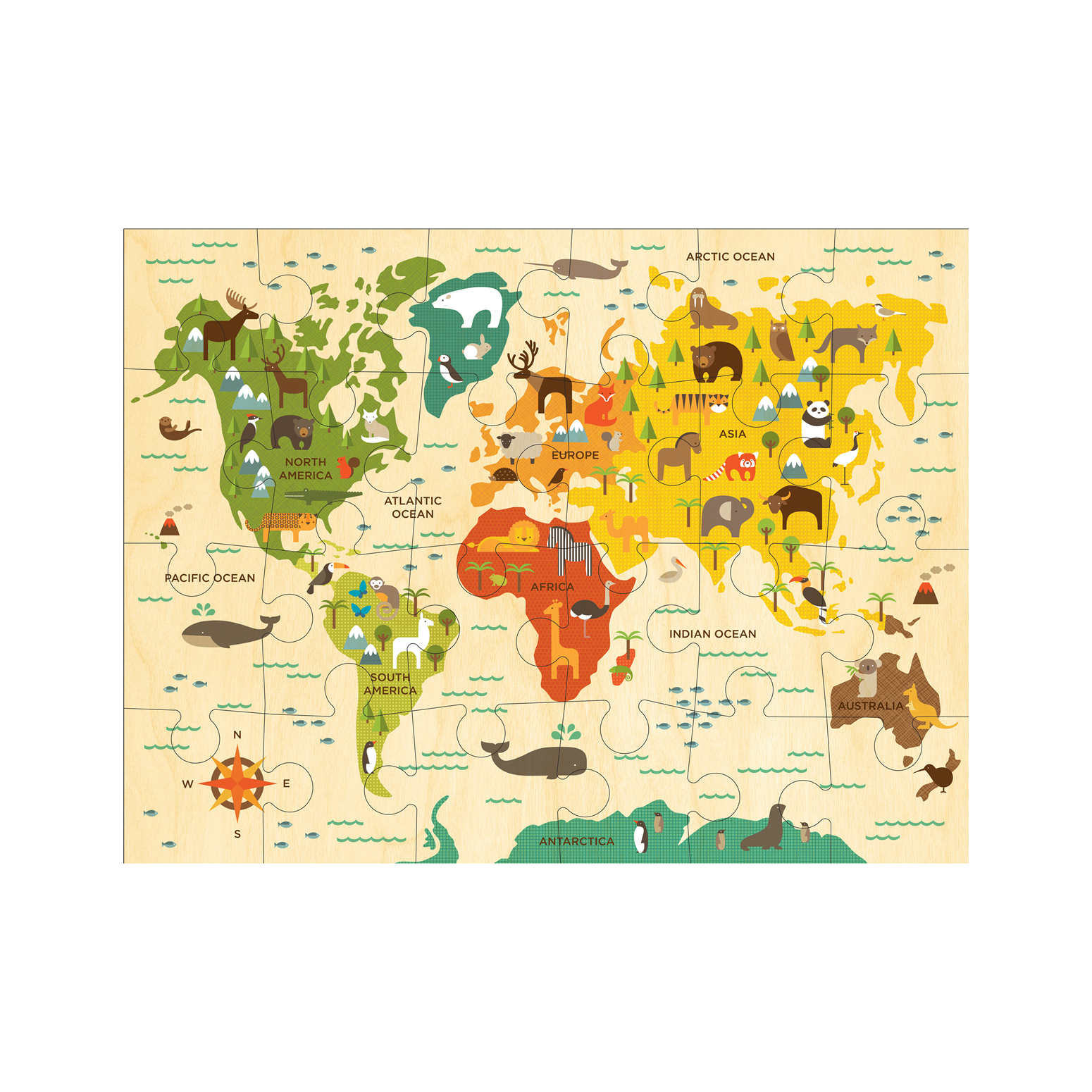 Puzzle de podea, 24 piese - Harta Lumii - Petit Collage