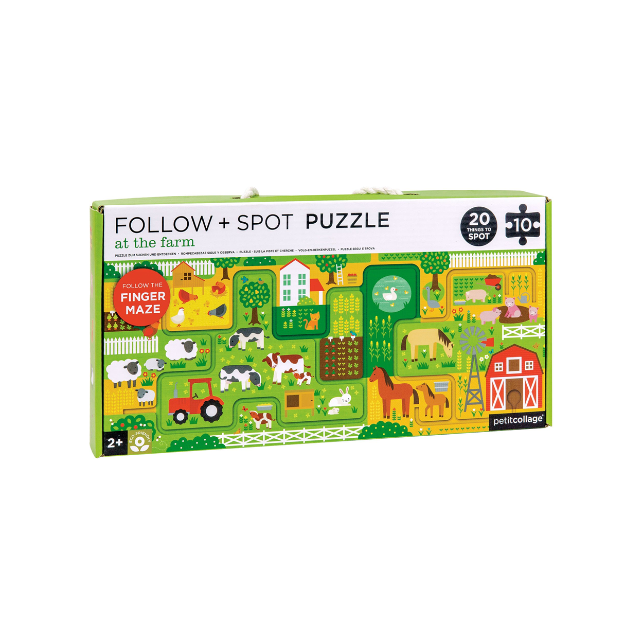 Puzzle cu labirint, 10 piese - La ferma - Petit Collage