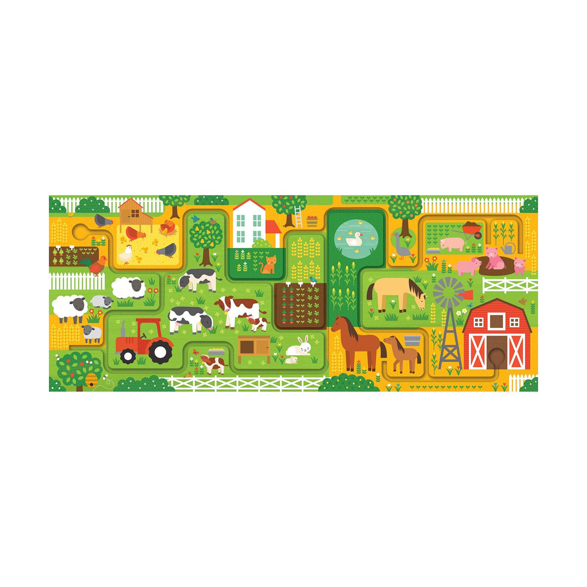 Puzzle cu labirint, 10 piese - La ferma - Petit Collage