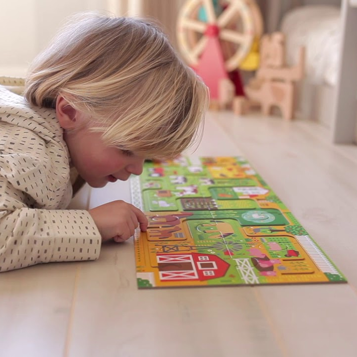 Puzzle cu labirint, 10 piese - La ferma - Petit Collage