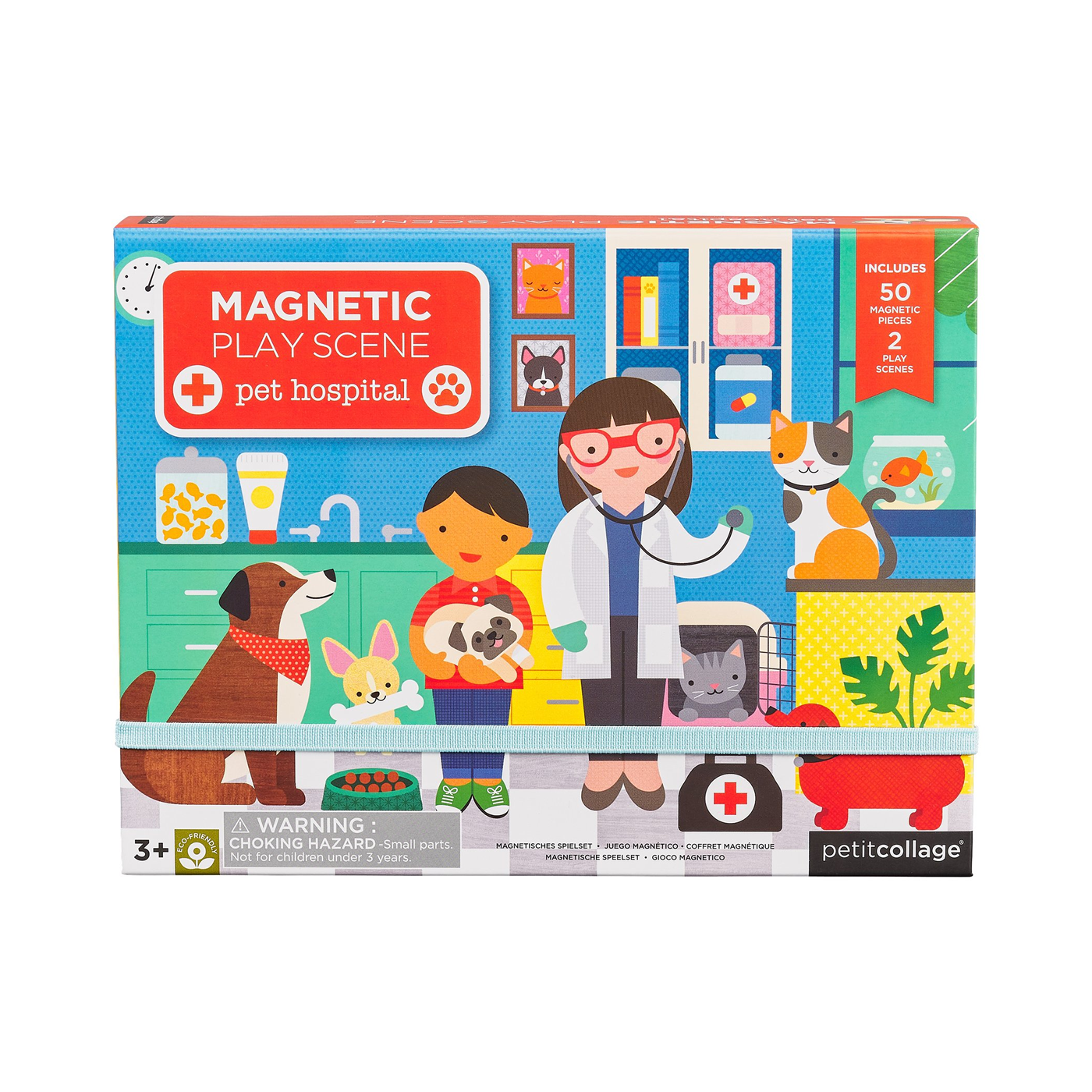 Joc magnetic Play Scene - Spitalul animalutelor - Petit Collage