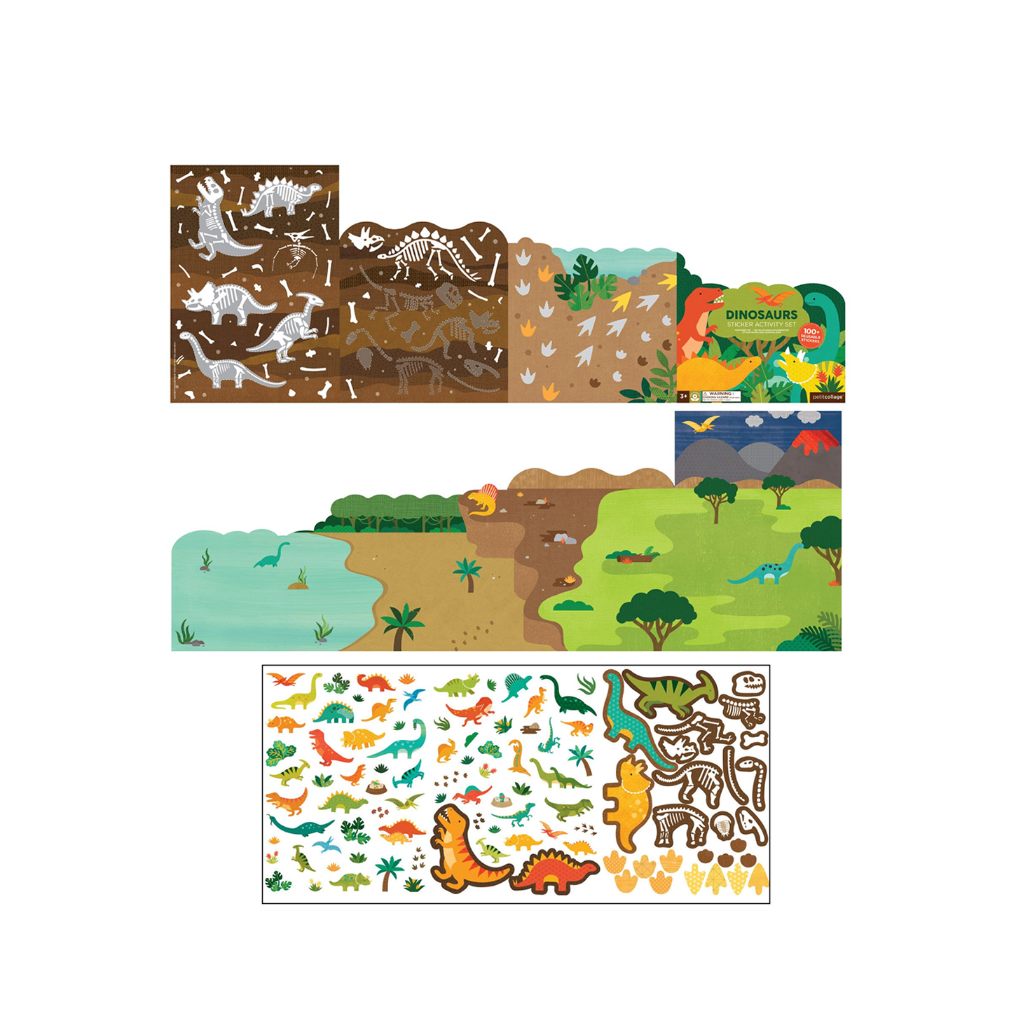 Mapa de activitati, 100+ stickere - Dinozauri - Petit Collage