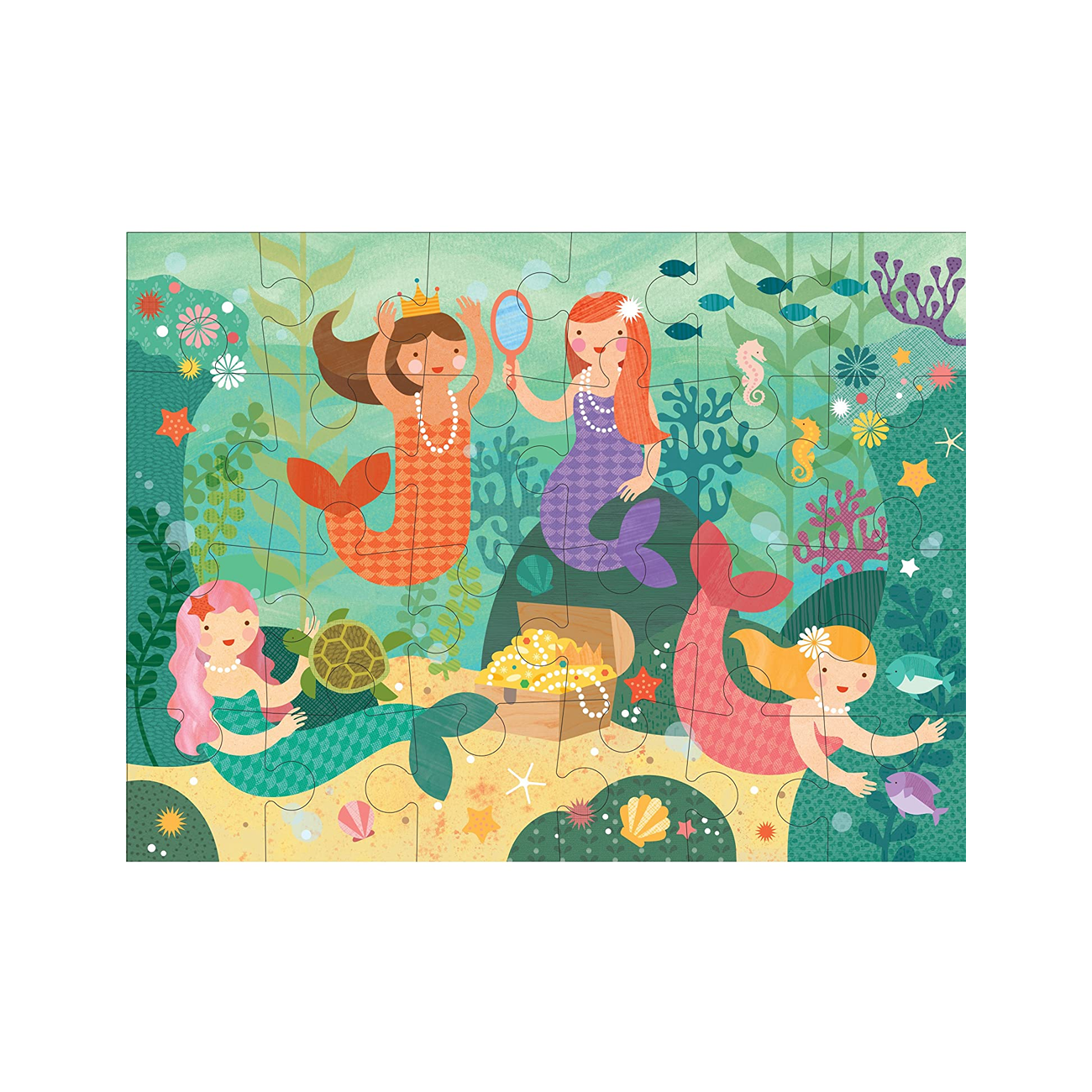 Puzzle de podea, 24 piese - Sirene - Petit Collage