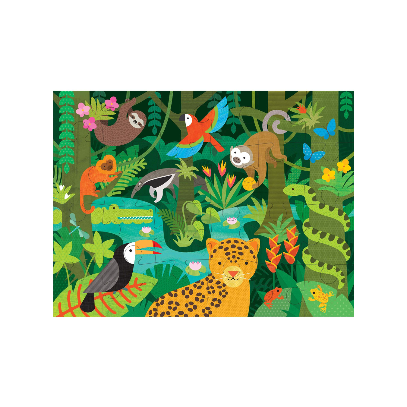 Puzzle de podea, 24 piese - Jungla - Petit Collage