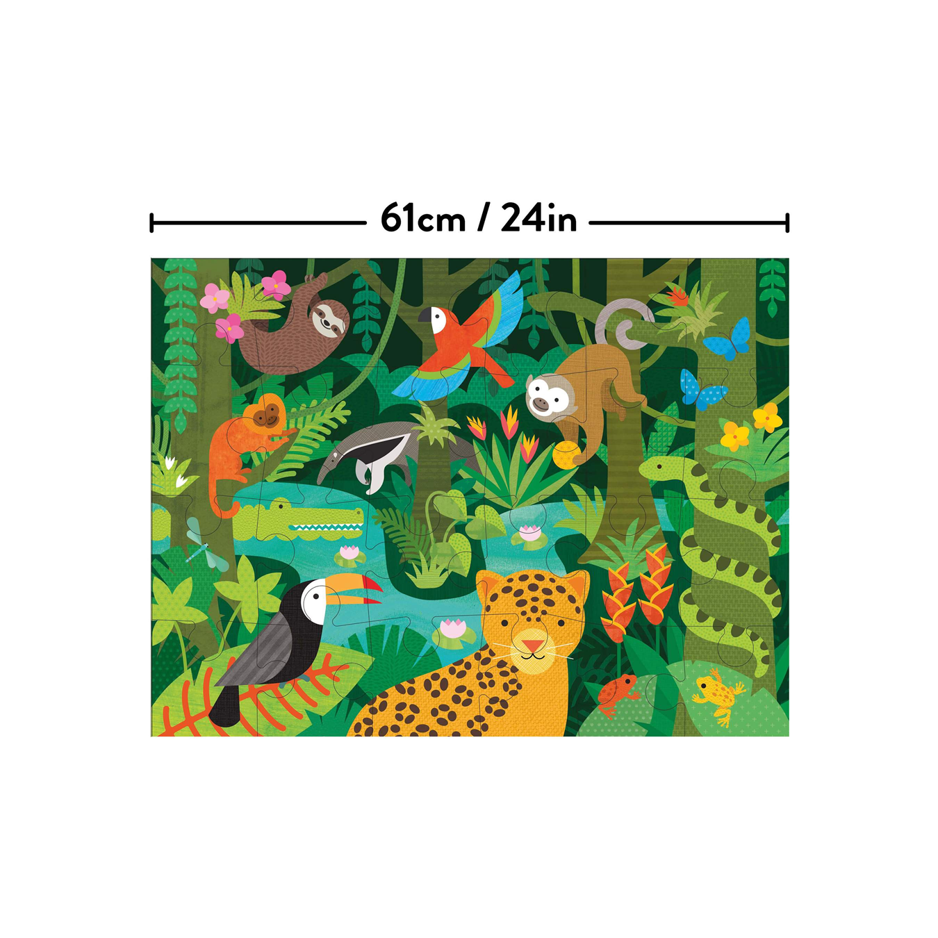 Puzzle de podea, 24 piese - Jungla - Petit Collage