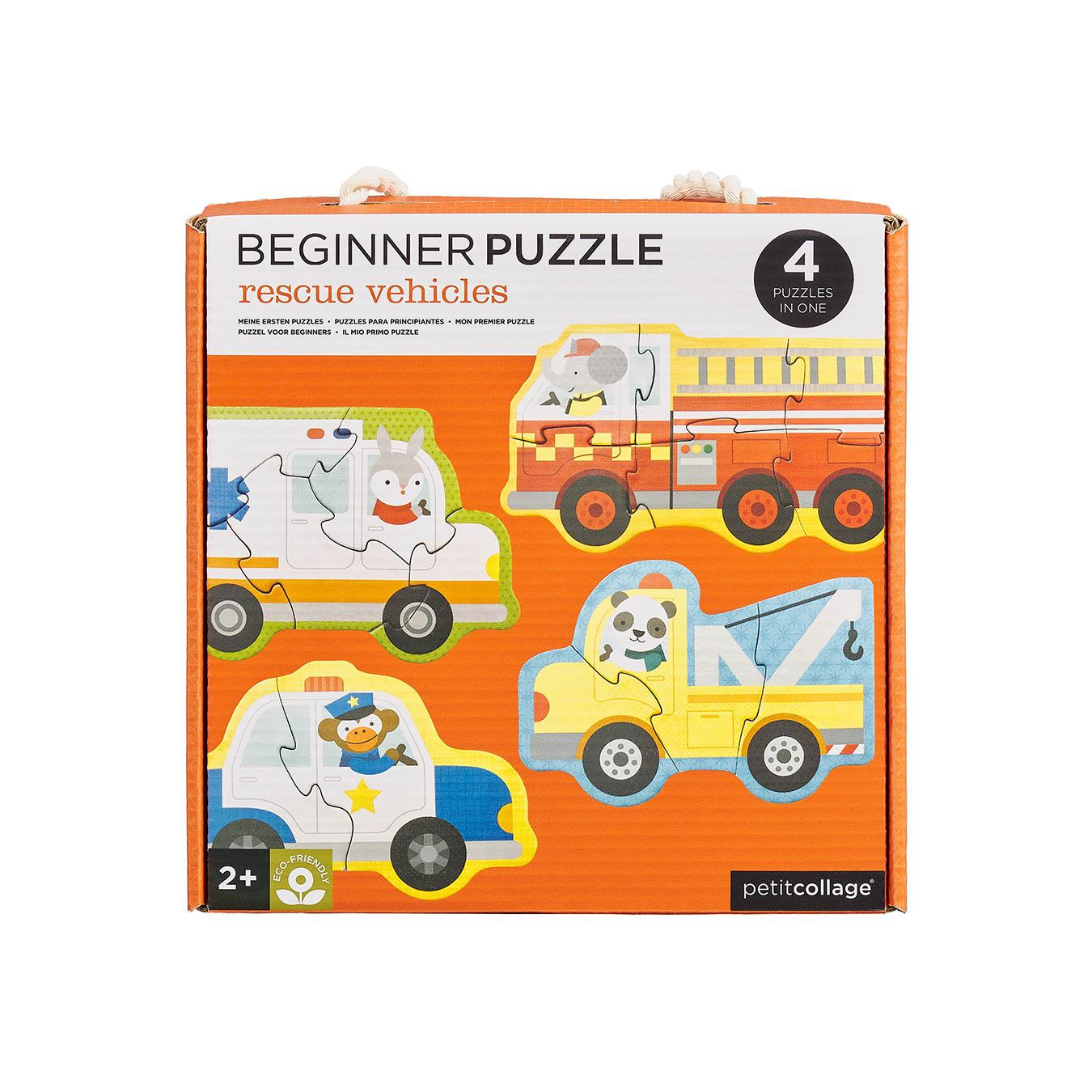 Puzzle pentru incepatori, 4 in 1 - Vehicule de salvare - Petit Collage