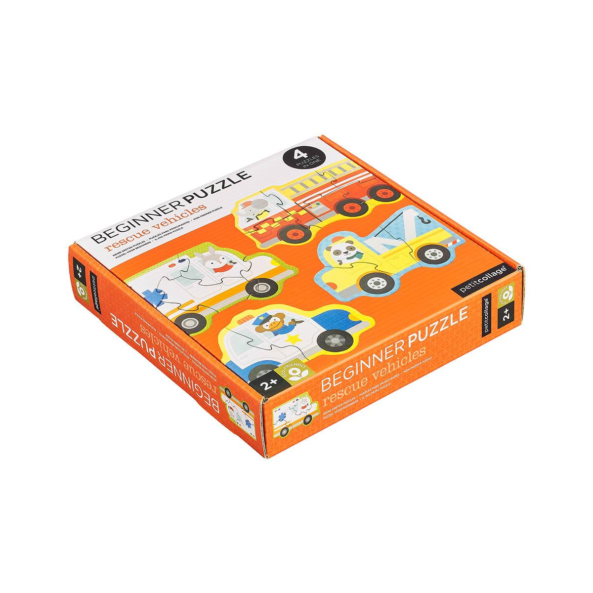 Puzzle pentru incepatori, 4 in 1 - Vehicule de salvare - Petit Collage