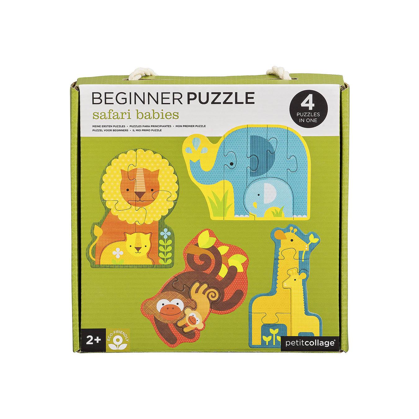 Puzzle pentru incepatori, 4 in 1 - Safari Babies - Petit Collage