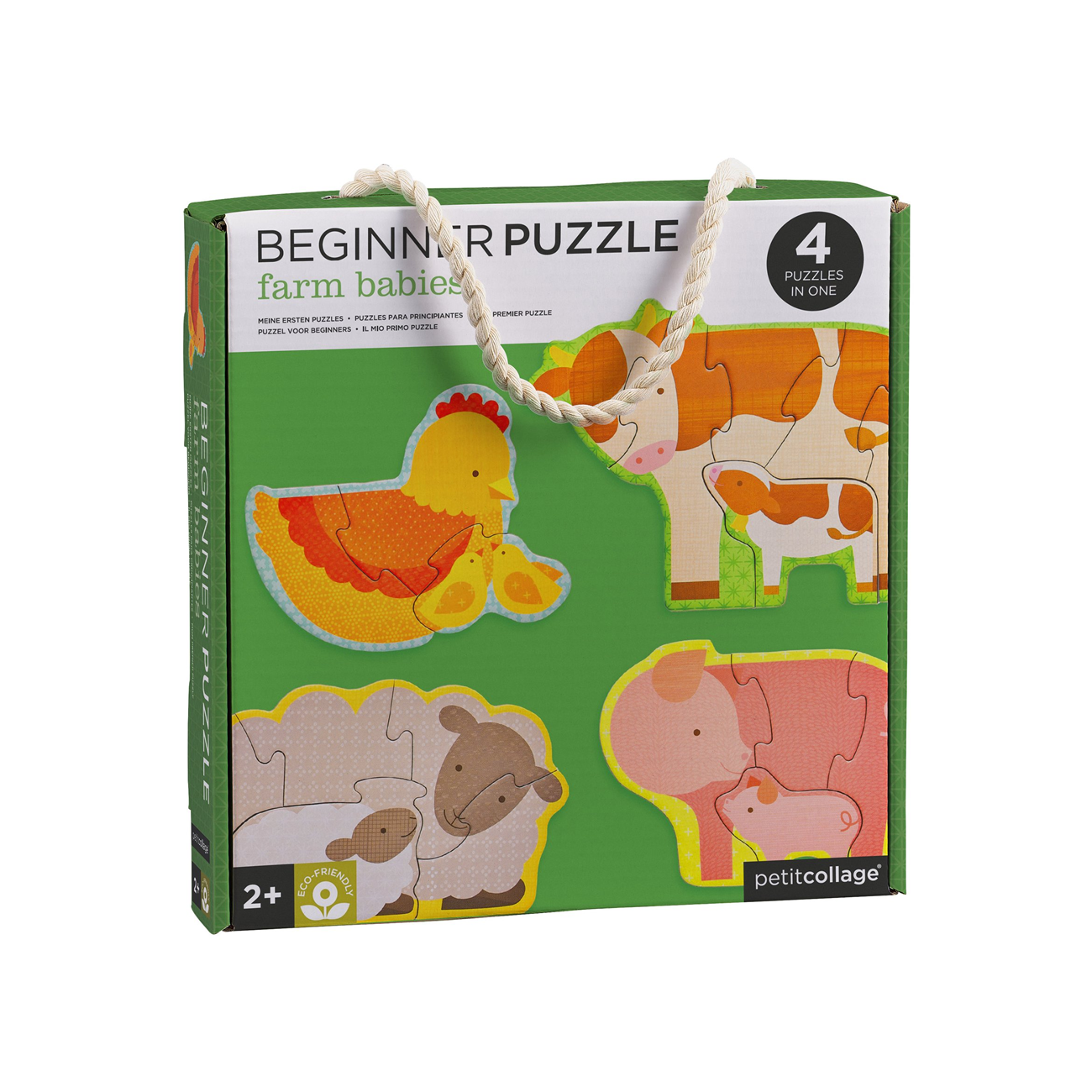Puzzle pentru incepatori, 4 in 1 - Farm Babies - Petit Collage
