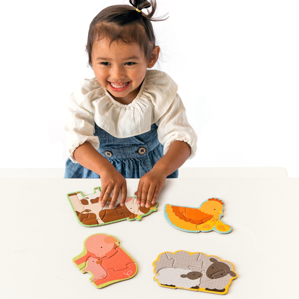 Puzzle pentru incepatori, 4 in 1 - Farm Babies - Petit Collage