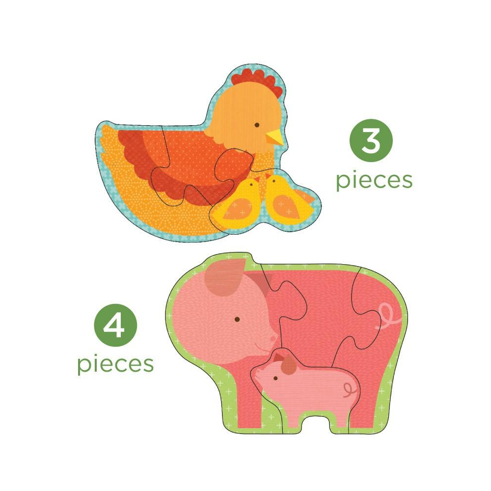 Puzzle pentru incepatori, 4 in 1 - Farm Babies - Petit Collage