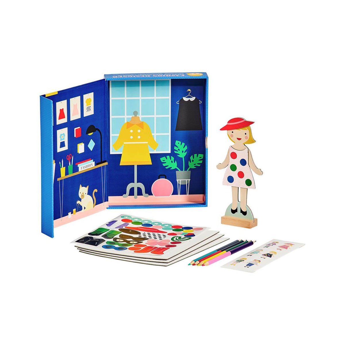Joc magnetic Dress Up cu papusa si stickere - Fashion Designer - Petit Collage