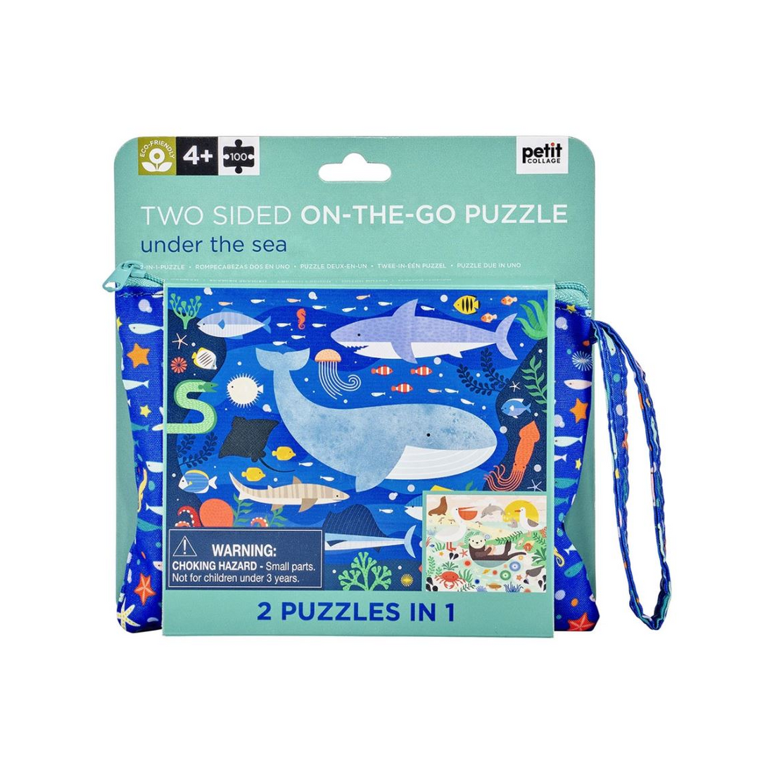 Puzzle fata - verso, On-the-Go, 49 piese - Animalute marine - Petit Collage