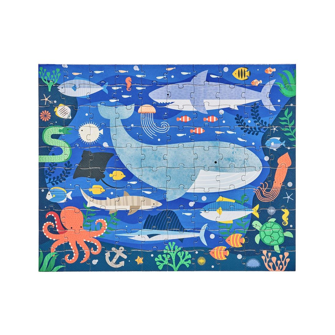 Puzzle fata - verso, On-the-Go, 49 piese - Animalute marine - Petit Collage