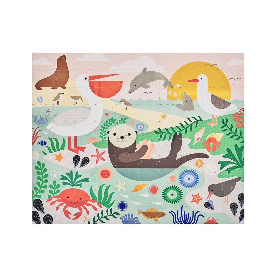 Puzzle fata - verso, On-the-Go, 49 piese - Animalute marine - Petit Collage