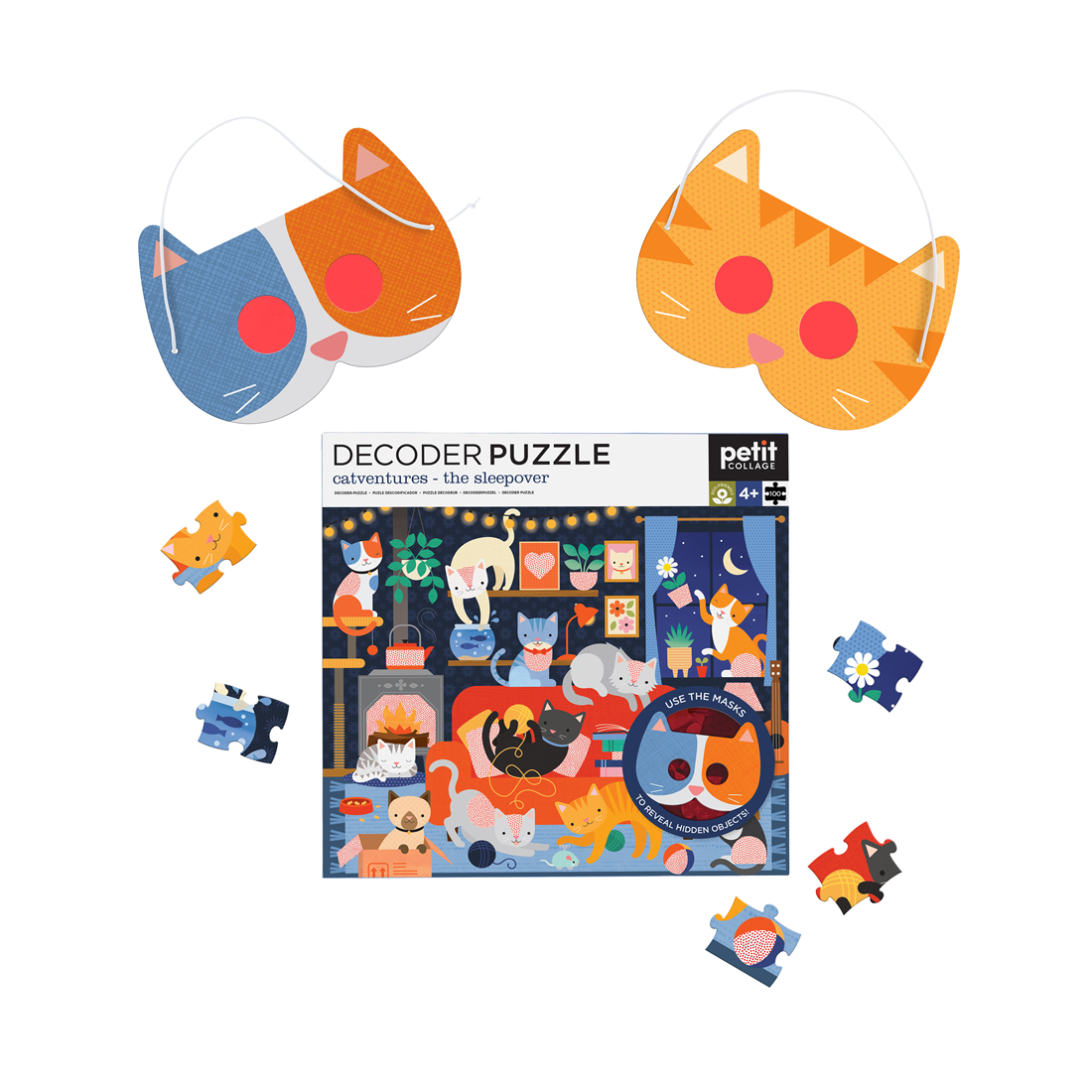 Puzzle pentru decodat, 100 piese - Catventures - Petit Collage