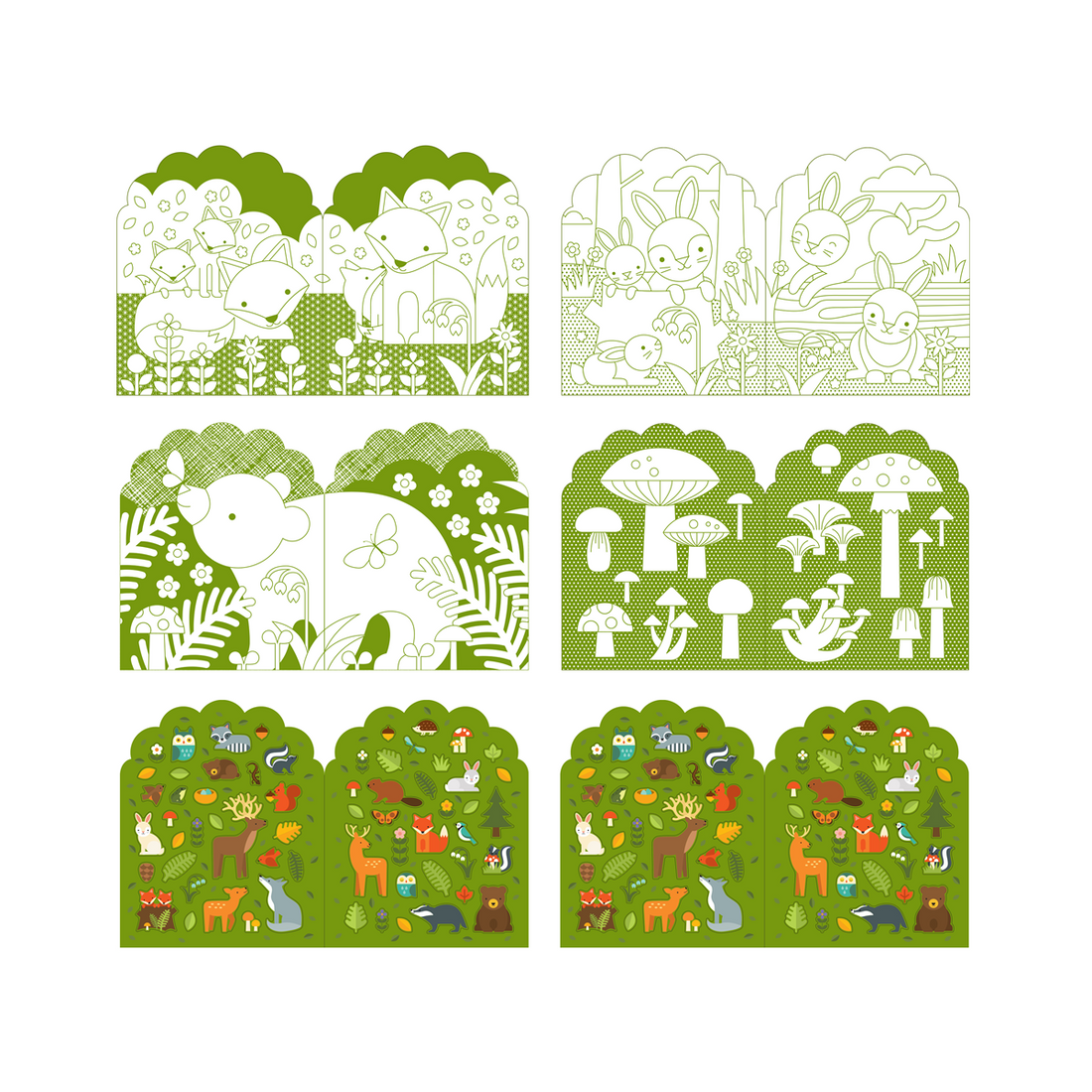Carte de colorat + stickere - Woodland - Petit Collage